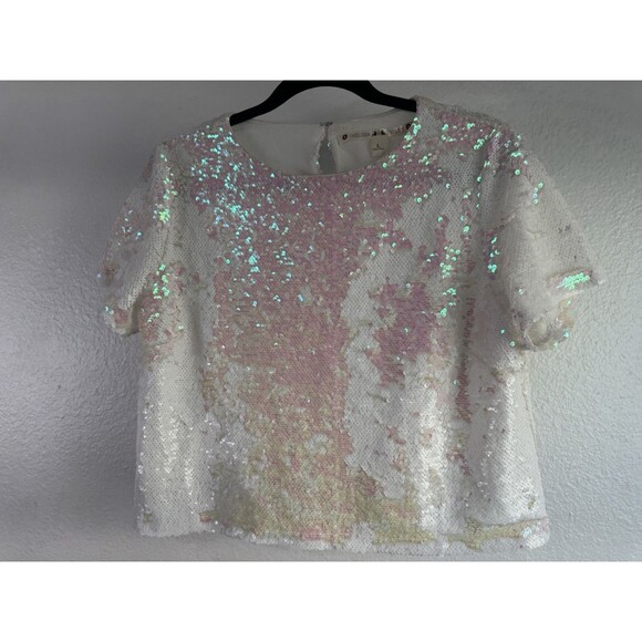Chelsea & Violet Tops - Chelsea & Violet White Opal Sequin Top Large